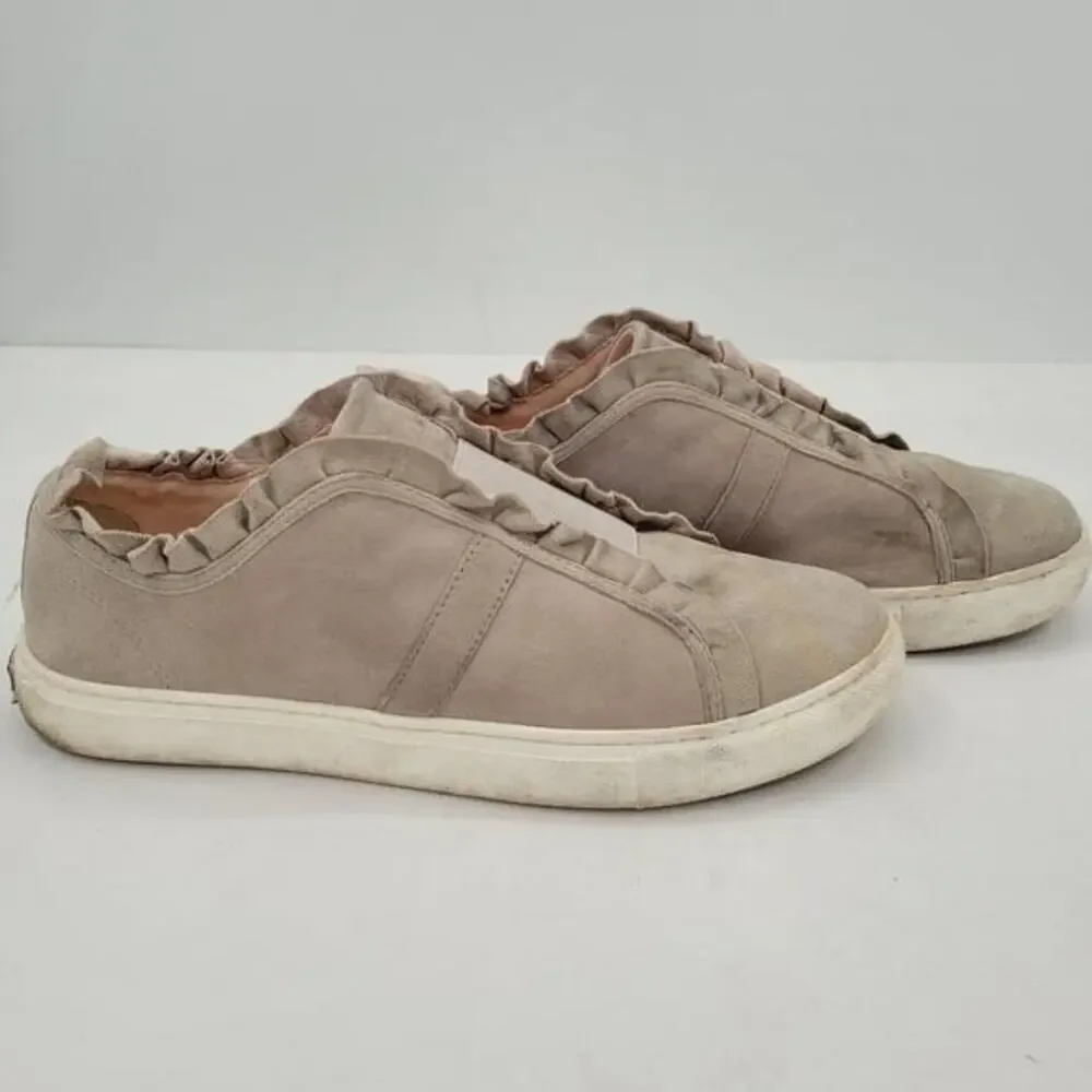 Kate Spade Lance Gray Suede Leather Ruffles Coquette Slip On Sneakers Shoes‎